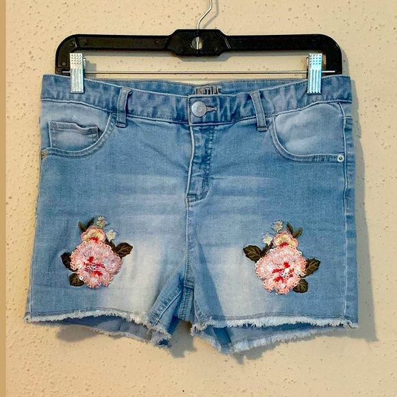 Original Justice Flower Embroidered Denim Shorts - Picture 1 of 10